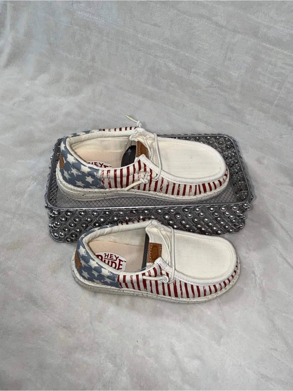 🇺🇸 Hey Dude Wally Kids Patriotic American Flag Shoes 13C NWT 🇺🇸